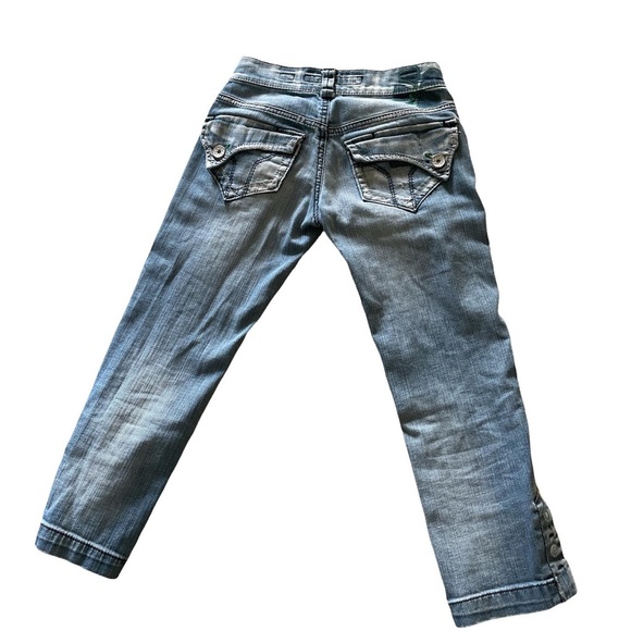 🤑🧑🏻🎤☘️MISS SIXTY Y2K Lucky Green SHAMROCK Denim Capris🤑☘️🧑🏻🎤 - Picture 7 of 7